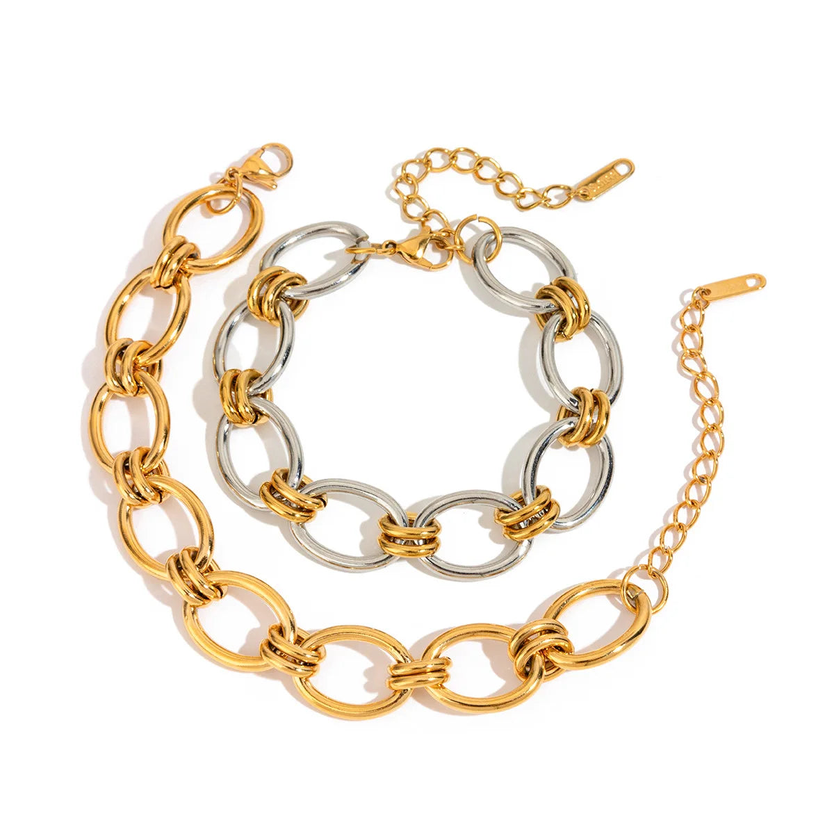 Waterproof Non-Tarnish 18K Gold Plated Stainless Steel Thick Link Bracelet
