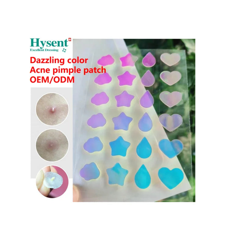 Hysent Custom Organic Shaped Hydrocolloid Pimple Patch Hot Sales Laser Color Holographic Acne Patch