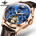 Oupinke 3186  New Arrival Luxury Automatic Leather Strap Sports Fashion Wrist Watches for Men Waterproof Mechanical Watch