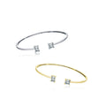 Daidan Silver Bangle 925 Sterling Geometric Trend Cuff Open Cuff Square Ladies Zircon Bangle