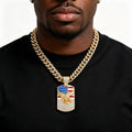 Iced Out American Flag Eagle Tab Charm Necklace Alloy Crystal Cuban Chain Jewelry Hip Hop Ideal Gift for American Culture Fans MegaBDM