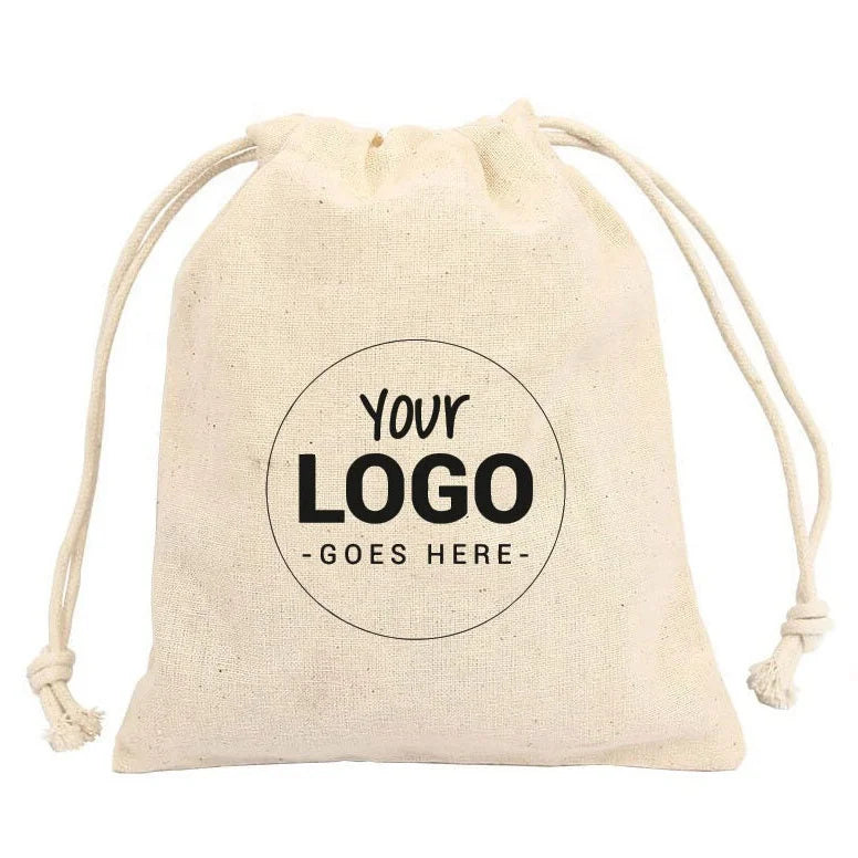 Custom Reusable Natural Cotton Drawstring Cotton Bags Eco Friendly Packaging Small Personalised Jewelry Pouch