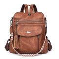 New Fringe PU Leather Tote Bag - Women's Convertible Shoulder/Backpack Stylish Handheld Purse with Tassel Decor