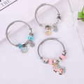 2024 Women's Trendy Stainless Steel Bracelet with New Design Unicorn Flowers Snowflake Pendant Girls Charm Bangle