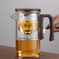 Classic Design 520ml Glass Teapot Home Office Wooden Handle Glass Teapot Wooden Lid Glass Tea Pot With Infuser