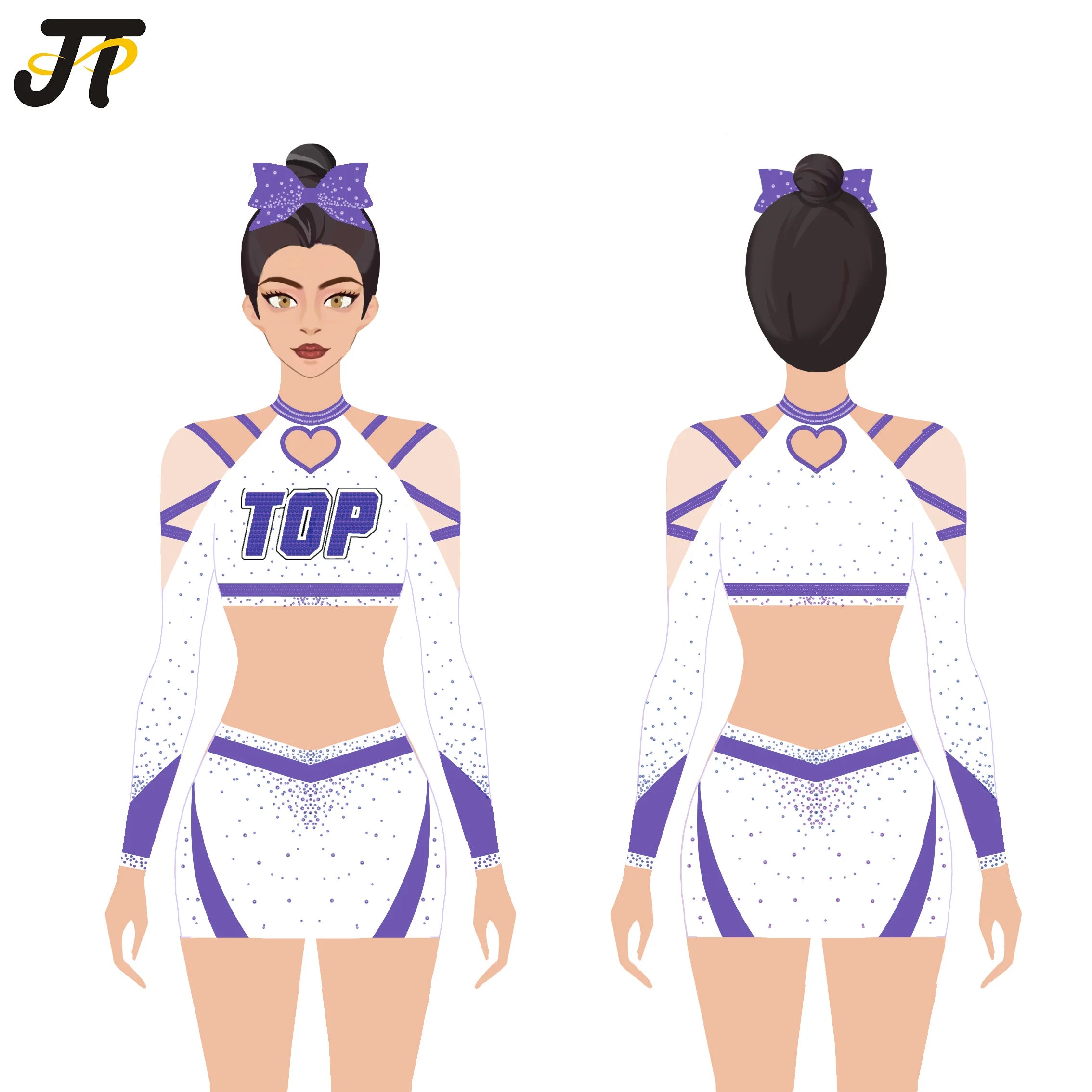 Customizable Cheerleading Uniforms Girls Blank Polyester Spandex Shirts Tops Sexy Design Heat-Transfer Printing 220g Kits Size