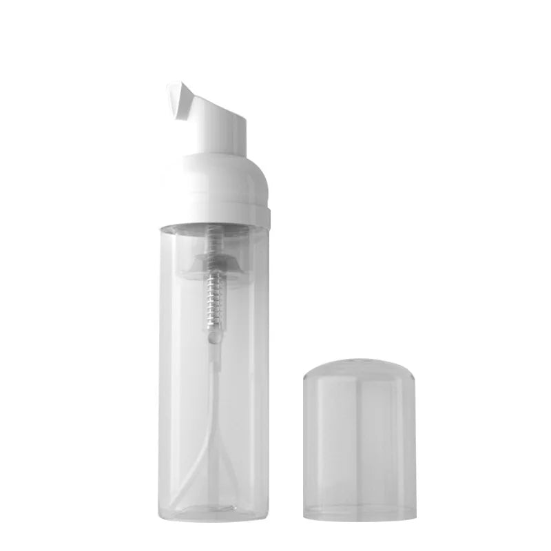 Yuyao Factory 60ml PET Plastic Round Foaming Face Wash Bottle with White Pump Sprayer Cosmetics Foam Pump Bottles