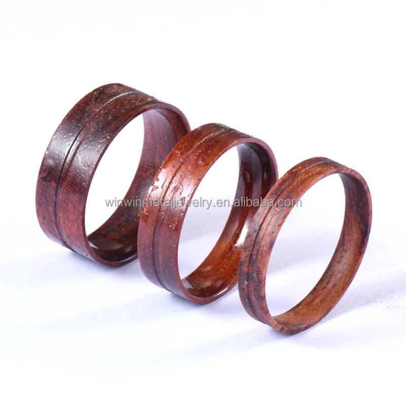 Polished 4mm 6mm 8mm Rosewood Ring Core Blank for DIY Inlay Jewelry Making for Wedding Bands or Rings