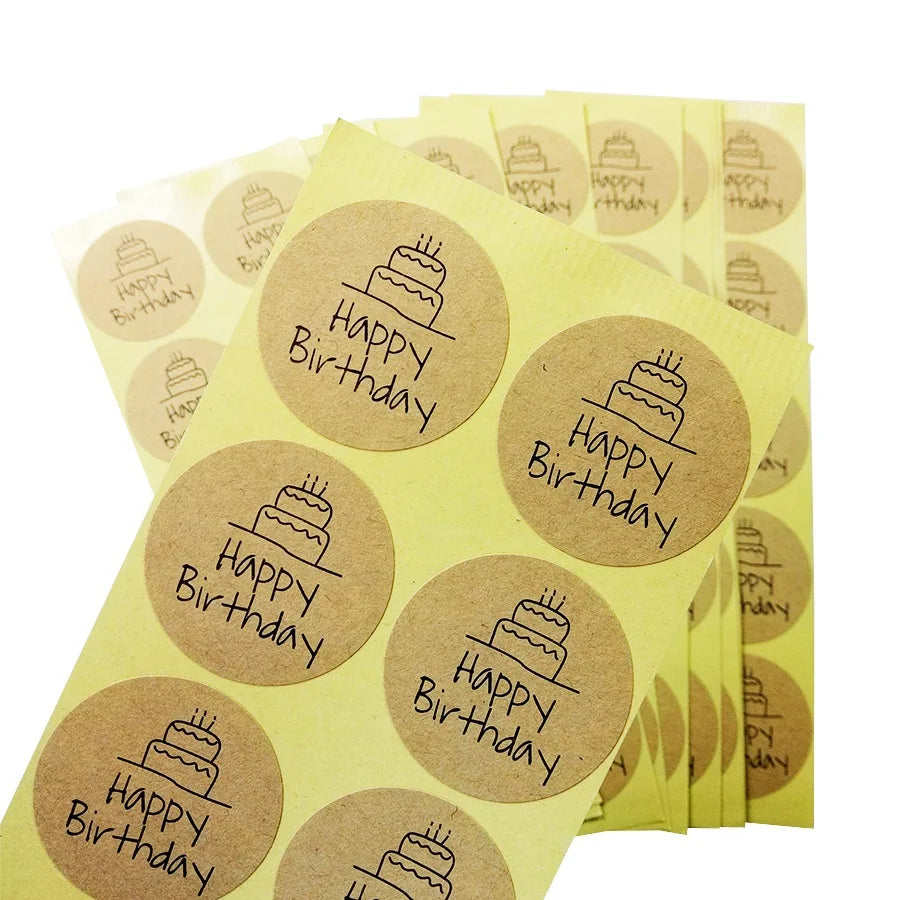 100pcs/pack Cute Happy Birthday Sealing Sticker Round Paper Label Gift Candy Box Decoration Stickers Birthday Party Supplies