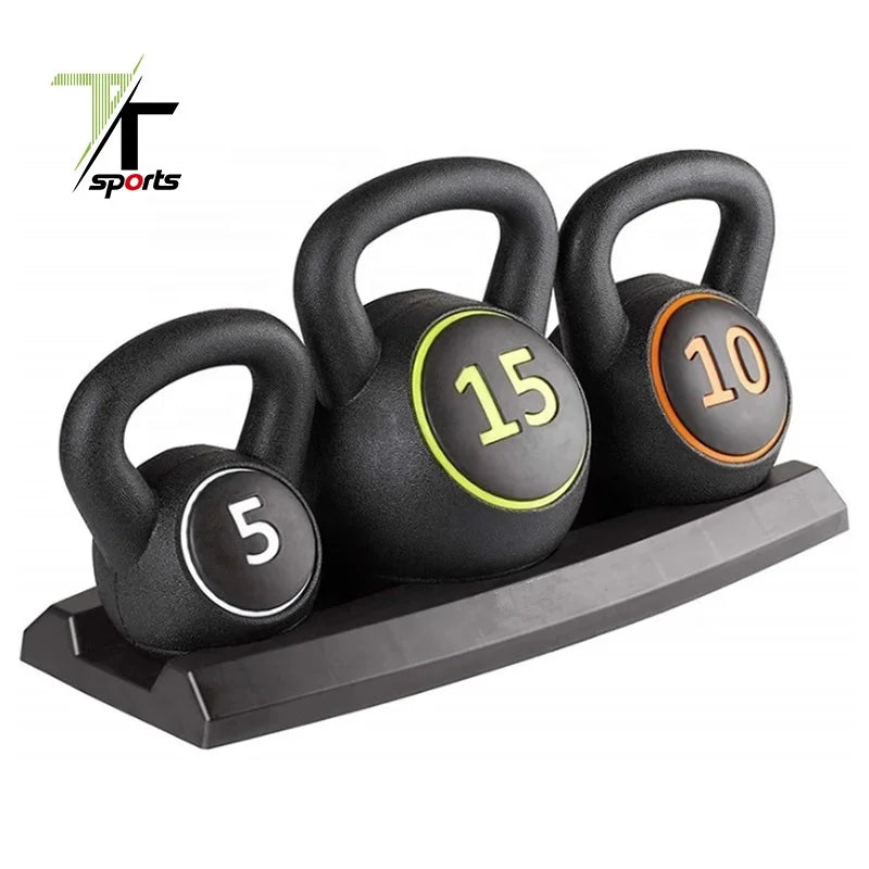 TTSPORTS Custom Kettle Bell Set 3-Piece 5lb 10lb 15lb Weights for Home Gym Exercise Fitness Use