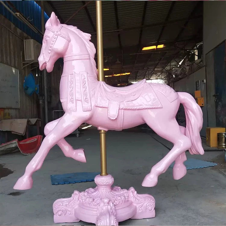 Fiberglass Horse for Carousel/ Life Size Carousel Horse Statue/ Ferris Wheel Decoration 2m
