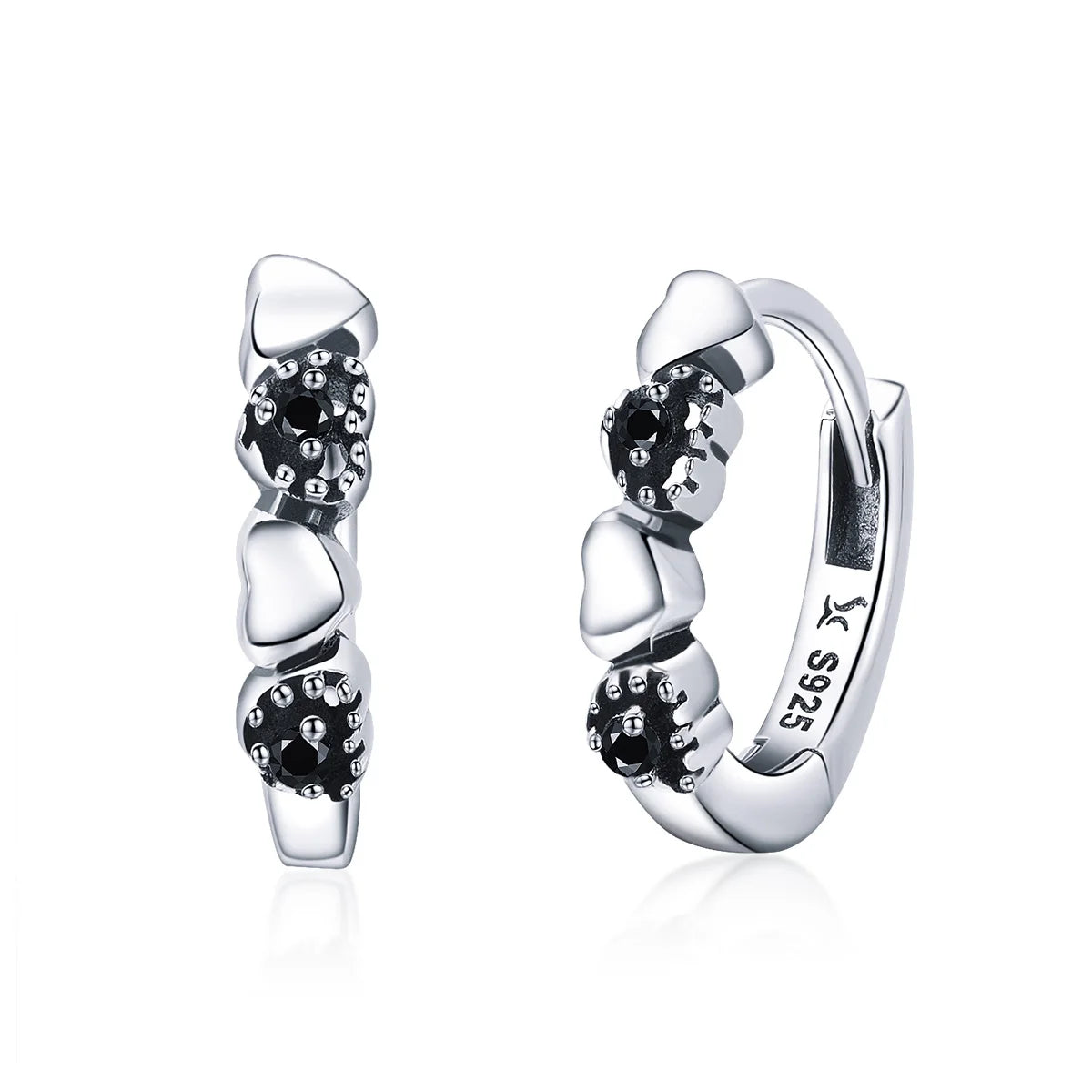 2 Color Factory 925 Sterling Silver Heart to Heart Hoop Earrings Silver for Women Sterling Silver Jewelry Gift SCE445