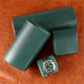 Luxury High Quality Green Black Genuine Real Leather 3 Slot Watch Travel Roll Box case Soft Custom logo Manufacturer Embossed
