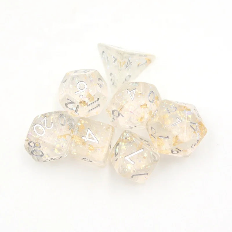 Polyhedral Dnd Rpg Custom Resin Yellow Wheat Inside with White Ink Dice Set 16mm