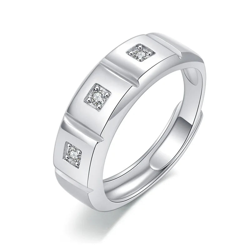 Wholesale Unique Cheap Korean Men Fashion 3 Zircon Beads Resizable Stone Finger Ring Jewelry Rings
