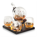 1000ml Etched Map Globe Borosilicate Glass Whiskey Decanter Set with Stopper and 4 Glasses