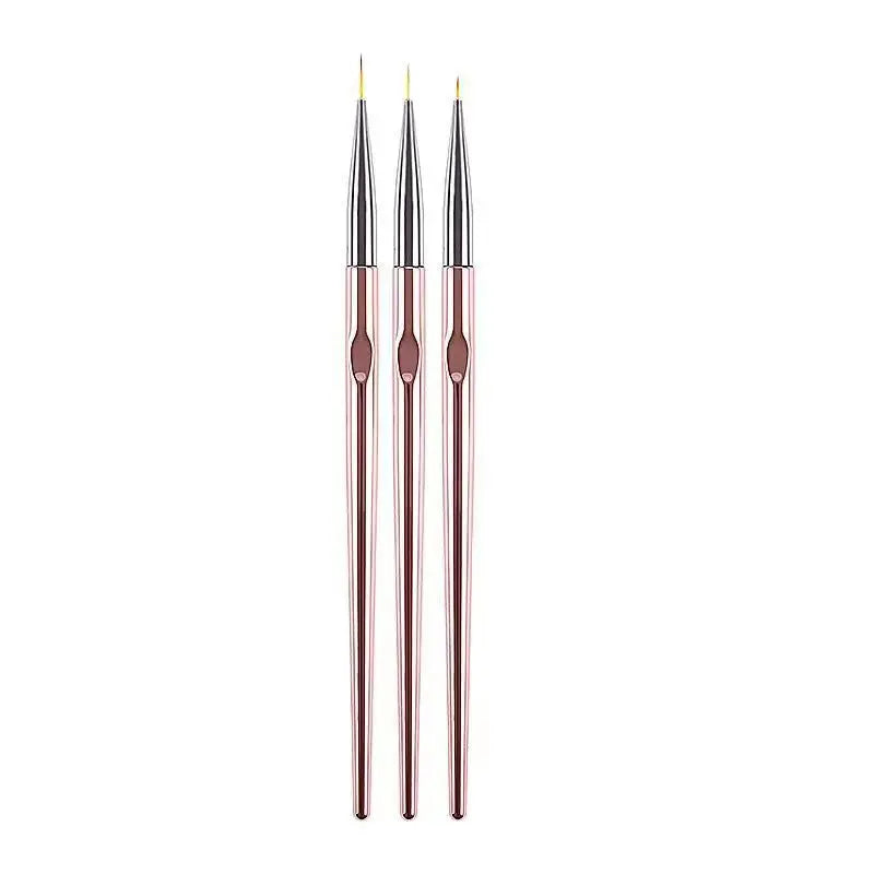 BIN Hot Selling 3pcs/set Metal Handle Nail Art Brushes Set Line Art Brush Nail Extension Tool Pen Nail Art Drawing Liner Brush