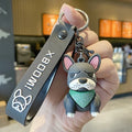 New Creative Cute Dog Key Chain Keyring Bag Car Charm 3D Doll Soft PVC French Bulldog Keychain