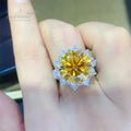 New Arrival Silver 925 Original 3-10 Carat Brilliant Cut Pass Diamond Test Yellow Moissanite Ring for Women Gift Fine Jewelry