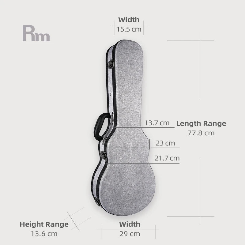 Rm WC33B-U3B Customized Logo Tweed 20mm Sponge 5mm Plywood Crush Velvet Guitar & 30inch Ukulele Hard Case