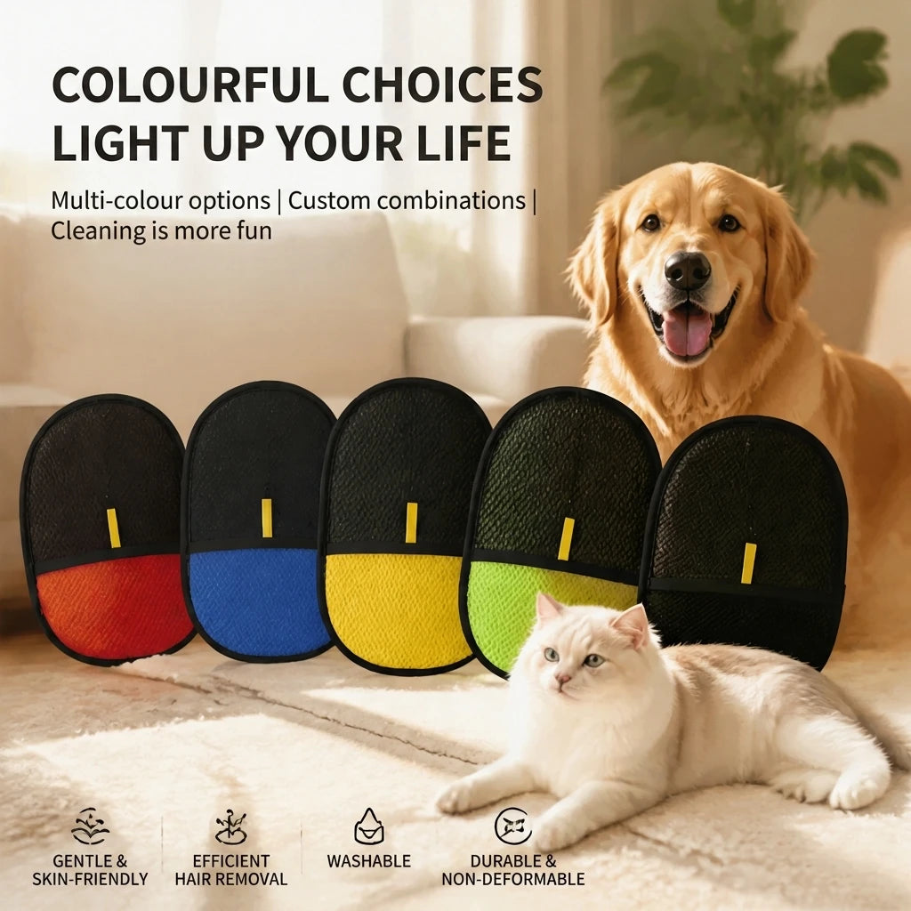 Colorful Pet Beauty Cat Hair Removal Gloves Clothes Mattress Sofa Pet Hair Removal Gloves Pet Cleaning Hair Removal Gloves
