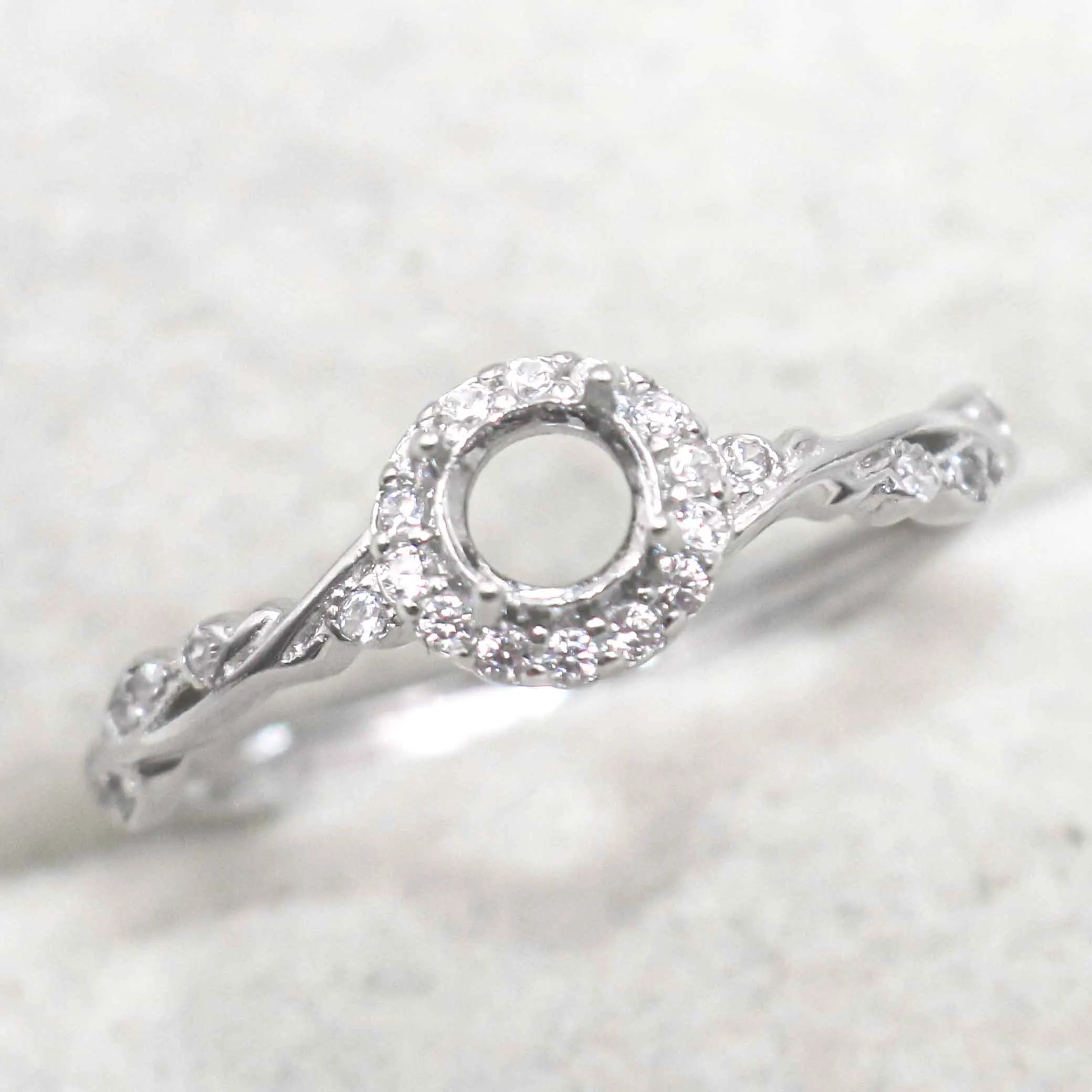 Semi Mount 4.5mm Sterling Silver Ring Empty Blank Support Claws Gems Setting S925 Frame Base Without Center Stone DIY for Inlay