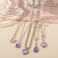 VKME Fashion Women Jewelry Colorful Gemstone Butterfly Heart Necklace Set Wholesale