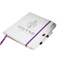 Custom A4 PU Leather Bound Journal 8x11 Note Books with Gold Logo Personalised White Notebook Elastic Band Pen Printed Style