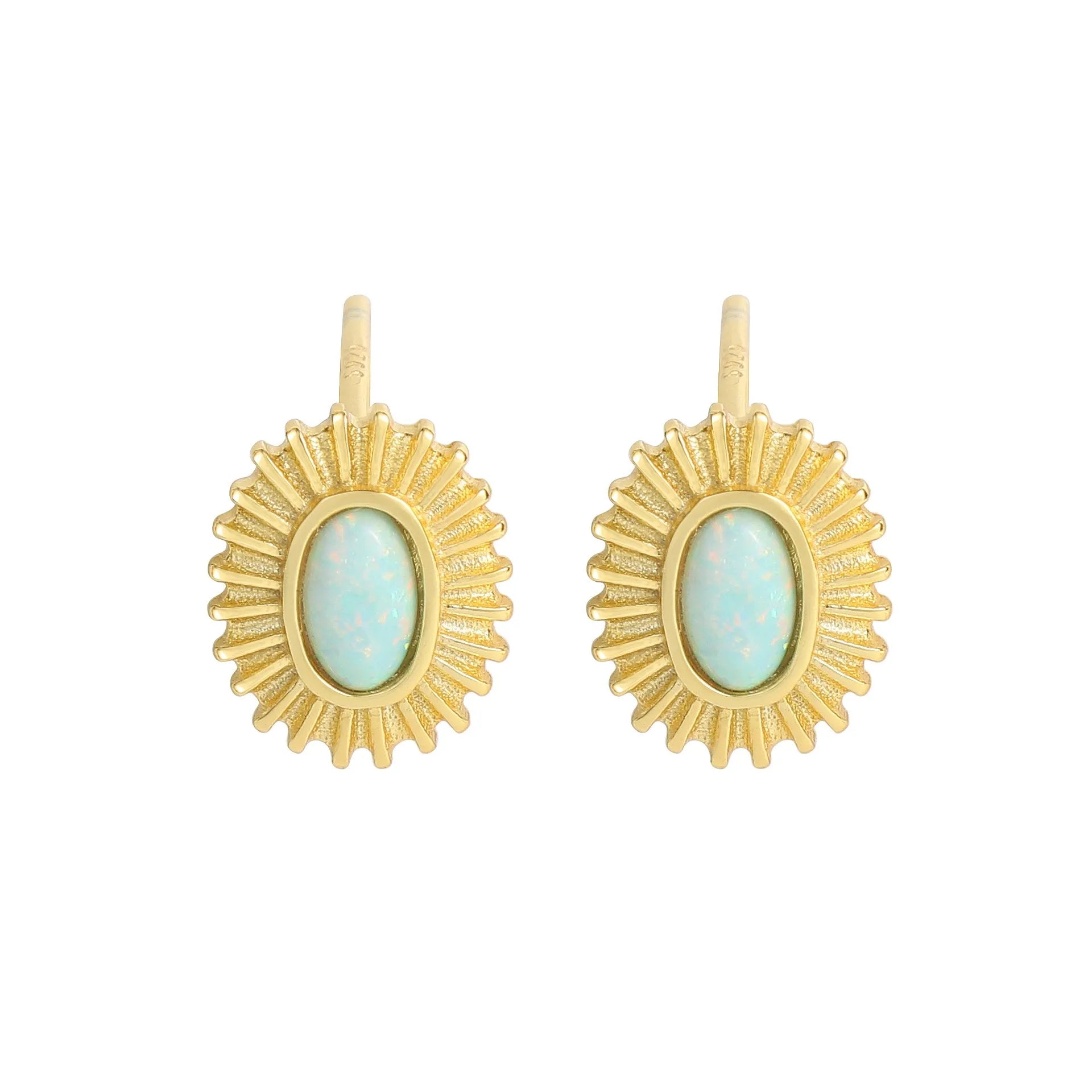 Wholesale Trendy Oval Shape Opal Earrings Opal Earrings 925 Silver Stud Earring 18k Gold Plated Opal Jewelry for Women