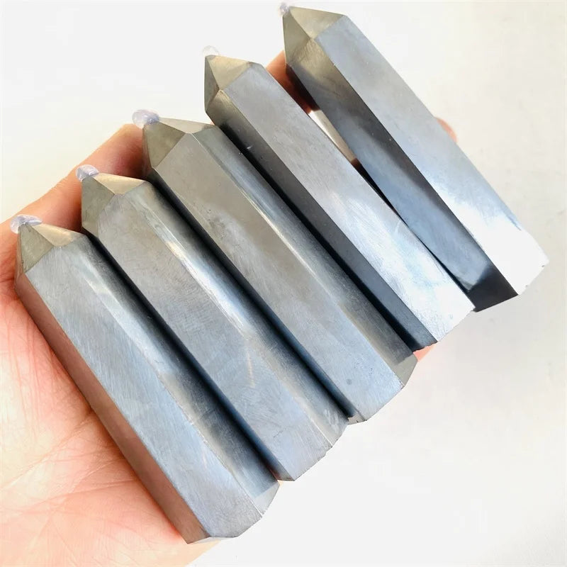 Wholesale healing terahertz point natural crystal gemstone wand tower for decoration