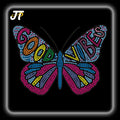 Butterfly Rhinestone Heart Iron-On Custom Crystal Heat Transfer Plastic Glass for Bag Garment Decoration Hotfix Applique Design