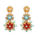 Hot Sale Wholesale Top Design Flower Women Fashion Earrings Jewelry Luxury Colorful Multi Crystal Charm Pendant Stud Earring