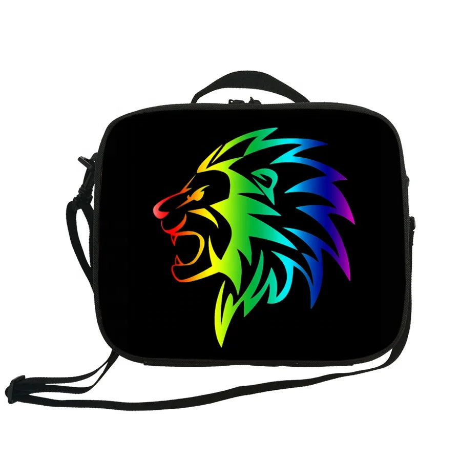 Custom Logo New Eco-Friendly Reusable Polyester Cooler Bag Waterproof Anti-Leak Insulated Lunch Shoulder Picnic Bag for Students