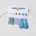 Kaimei 2025 Earring Fashion Jewelry Bohemian Women Korean Resin Hoop Earring c Shaped Blue Stud Acrylic Earrings Set for Women