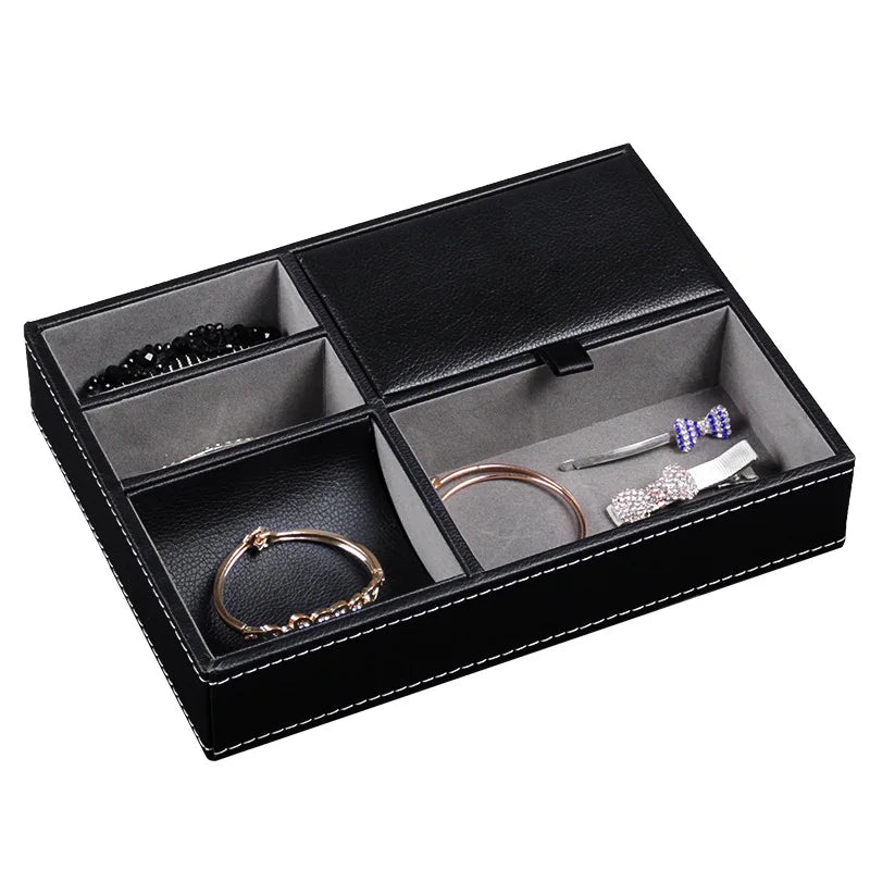 Wholesale Rectangle-Shaped Pu Leather Jewelry Tray Home Desktop Decorative Jewelry Box for Glasses and Watches Display