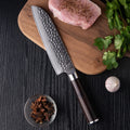 Hot Pick Premium Hammered Damascus Japanese Santoku Knife Limited Stock for Home & Professional Kitchens with Ebony Wood Handle