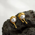 18K Gold Pearl Earrings High-end Earrings Elegant Dissolving Water Drop Niche Design Ear Jewelry for Women
