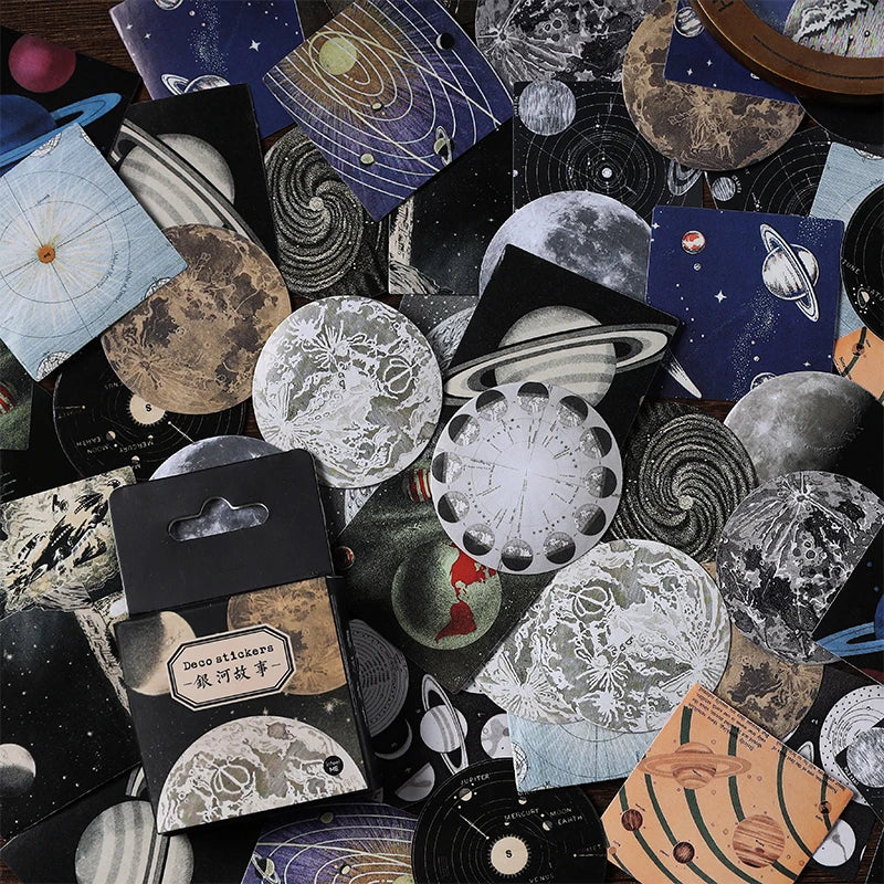 46pcs Per Pack Vintage Series Mini Boxed Stickers Guitar Skateboard Decoration Scrapbook Sticker Phone Case Decor