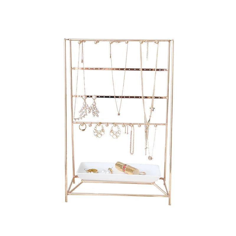 Bobin BB-JS002 Jewelry Rack Earrings Necklace Ring Tray Display Dressing Table Household Jewelry Storage 25.5x15x39cm