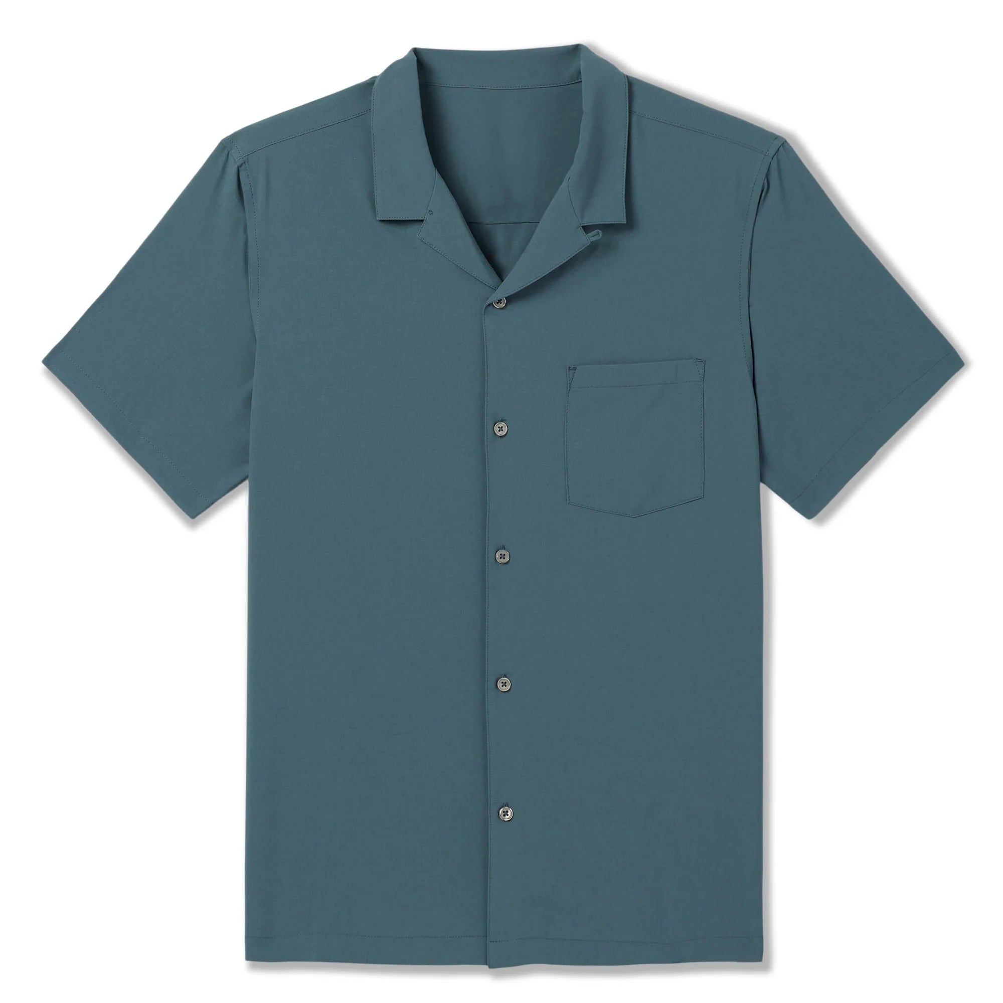 Soft Men's Quick Drying Button Blank Shirts Chest Pocket Solid Color Short Sleeves Shirts