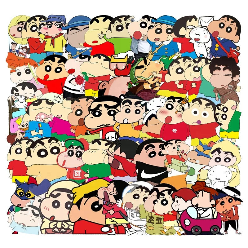 50Pcs Crayon Shinchan Cartoon Funny Sticker Die Cut Label Paper Decor Notebook Luggage Laptop Vinyl Anime Stickers