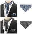 Exve Exclusive Multifunctional Elegant Floral Pattern Men's Formal Suit Accessories Cravat Ascot Pocket Square Set Gift Box 100%