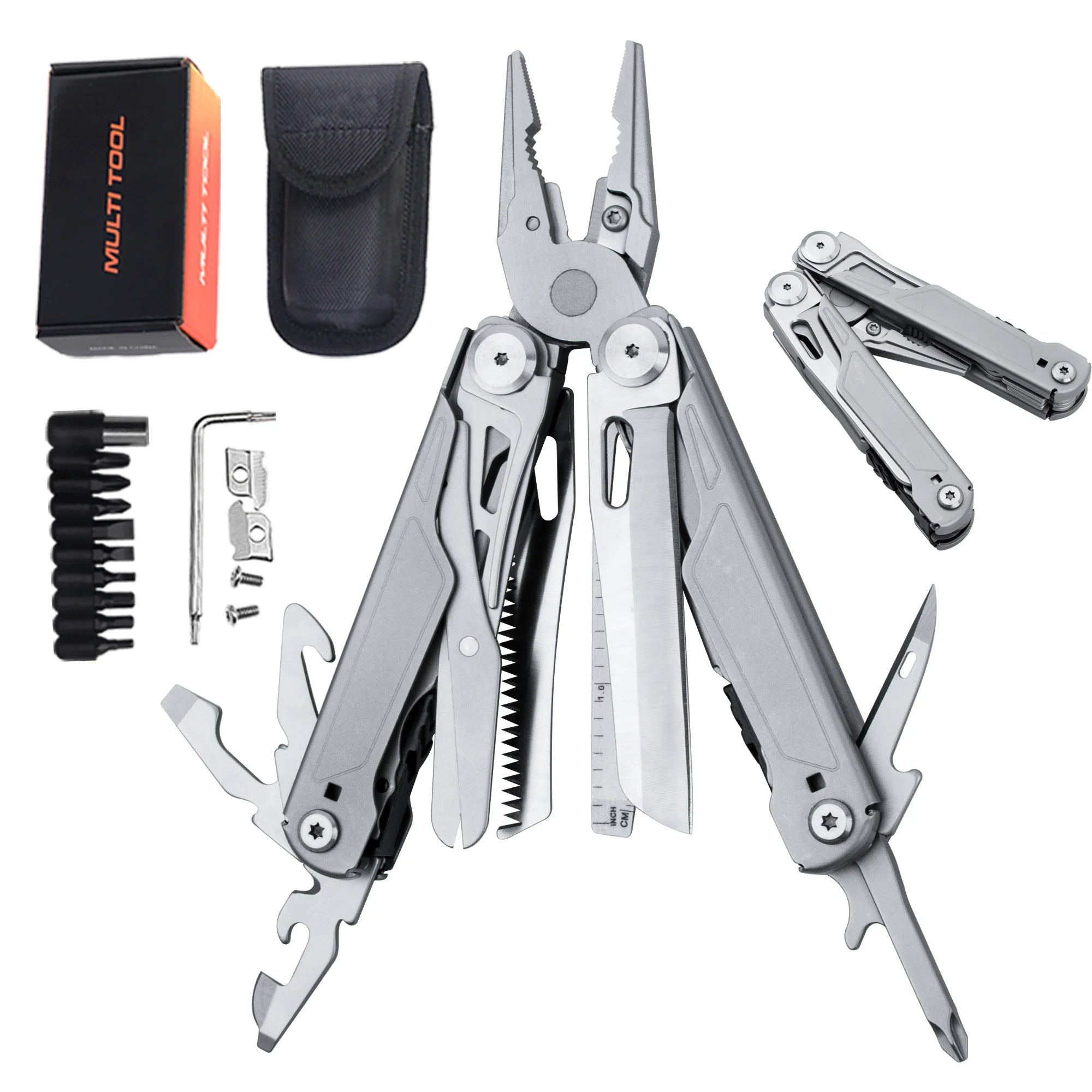 All-In-One Outdoor Adventure Tactical Multifunction Pliers Stainless Steel Pocket Multitool Screwdriver Aluminum Handle Camping