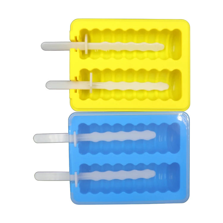 2-Cavity Eco-Friendly Silicone Popsicle Mold Easy Release Ice Cream Candy Lollipop Stick Tool for Chocolate Cake