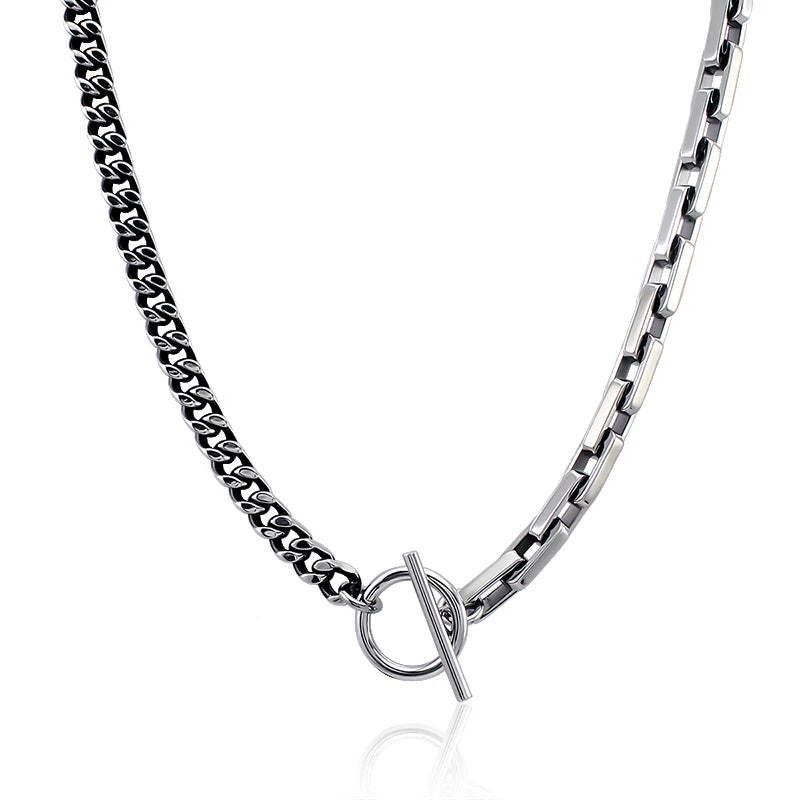 Popular Kpop Sliver Necklace Two Chain Mix Necklace Cross Long 44.5cm Necklace Jewelry Wedding Party Birthday Gift