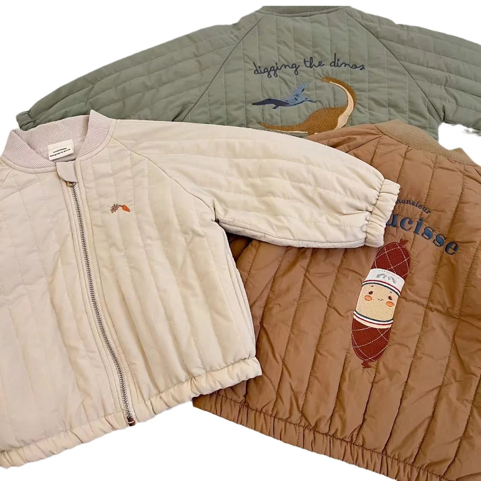 Autumn Winter Children's Casual Printed Baseball Uniform Coat Boys and Girls' Carton Coat
