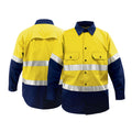 100% Cotton Hi Vis Yellow Long Sleeve Work Shirt Reflective Safety Clothing for Men Mining Mechanic Construction Workwear FG-15L