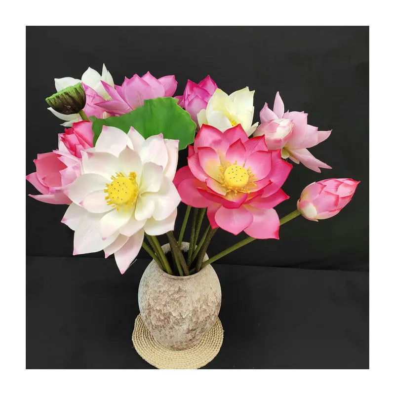 Bulk Sale Different Sizes Artificial Flower Giant Lotus and Leaves for Temple Home Decoration