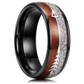 8mm Silver/black Tungsten Stainless Steel Rings for Men Women Wedding Bands Wood Meteorite Opal Turquoise Inlay Ring