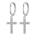 REETI 925 Sterling Silver Earring Zircon Cross Hoop Earrings for Women Gift Fashion Jewelry